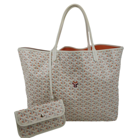 GOYARD Saint Louis Claire Voie GM Canvas Tote Shoulder Bag White