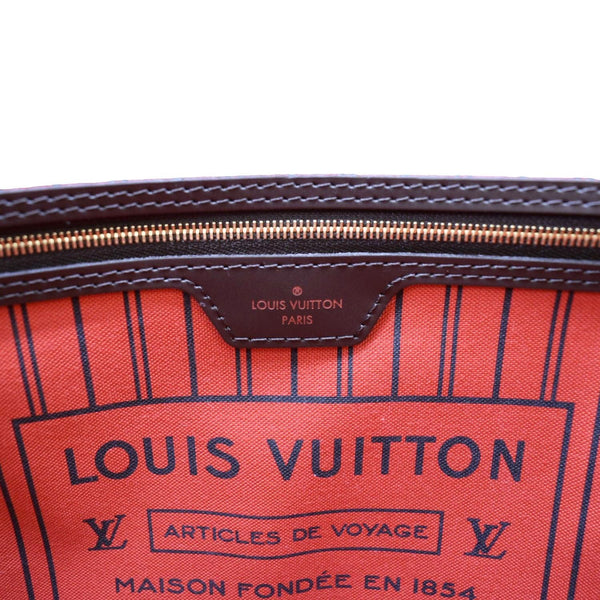 LOUIS VUITTON Neverfull MM Damier Ebene Tote Bag Brown