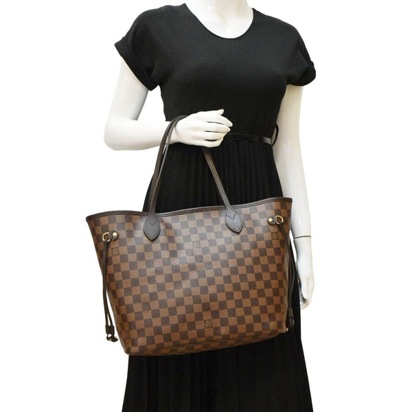LOUIS VUITTON Neverfull MM Damier Ebene Tote Bag Brown