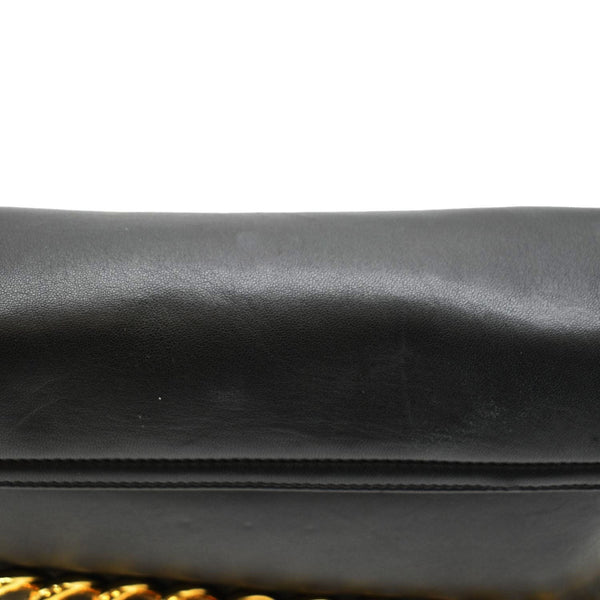 VERSACE Medusa Leather Chain Clutch Bag Black
