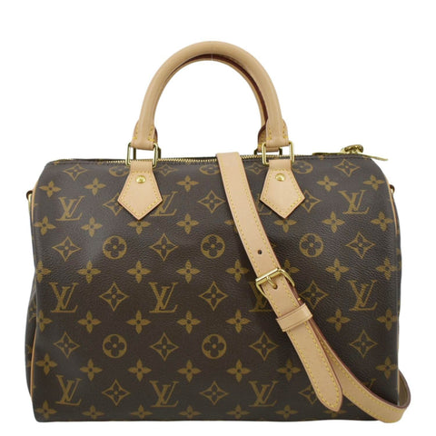 LOUIS VUITTON Speedy 30 Bandouliere Monogram Canvas Shoulder Bag Brown