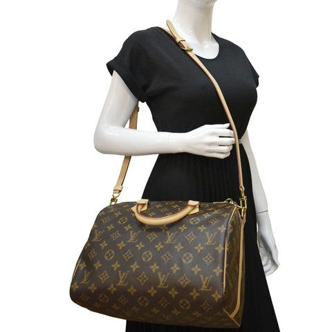 LOUIS VUITTON Speedy 30 Bandouliere Monogram Canvas Shoulder Bag Brown