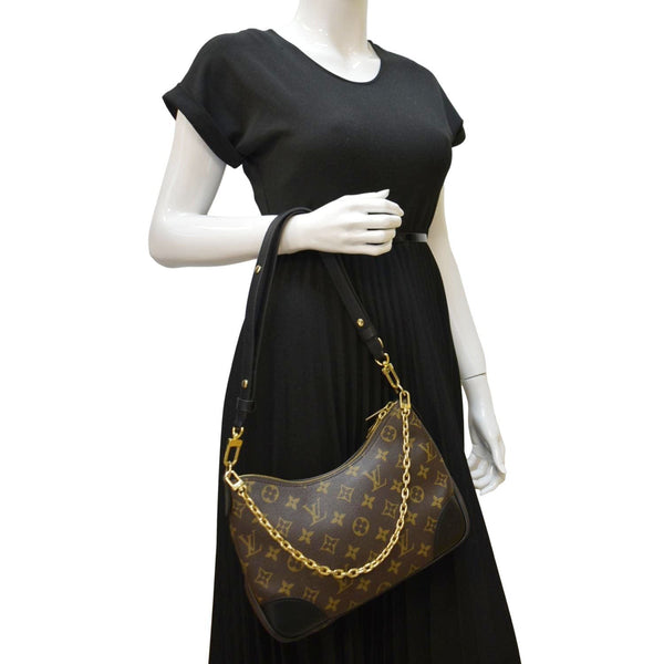 LOUIS VUITTON Boulogne NM Monogram Canvas Shoulder Bag Black
