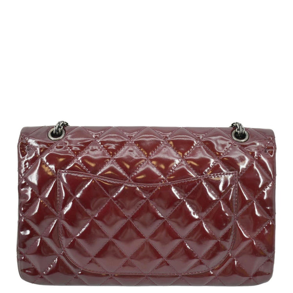 CHANEL 2.55 Reissue Double Flap Patent Leather Shoulder Bag Maroon