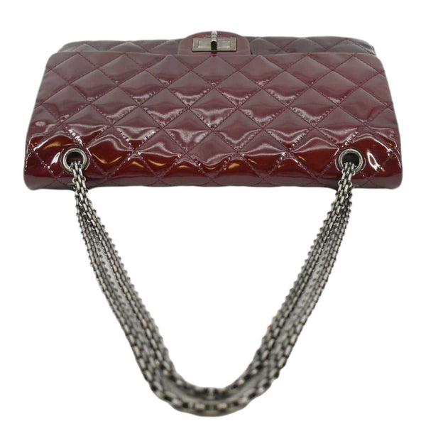CHANEL 2.55 Reissue Double Flap Patent Leather Shoulder Bag Maroon