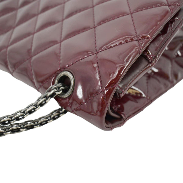 CHANEL 2.55 Reissue Double Flap Patent Leather Shoulder Bag Maroon