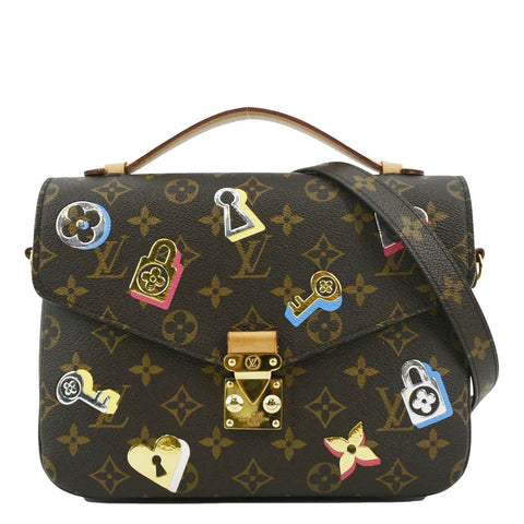 LOUIS VUITTON Lovelock Metis Pochette Patches Monogram Canvas Crossbody Bag Brown