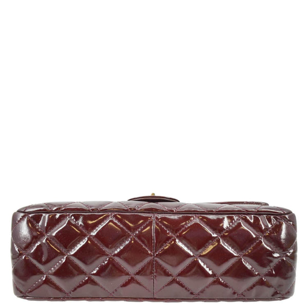 CHANEL 2.55 Reissue Double Flap Patent Leather Shoulder Bag Maroon