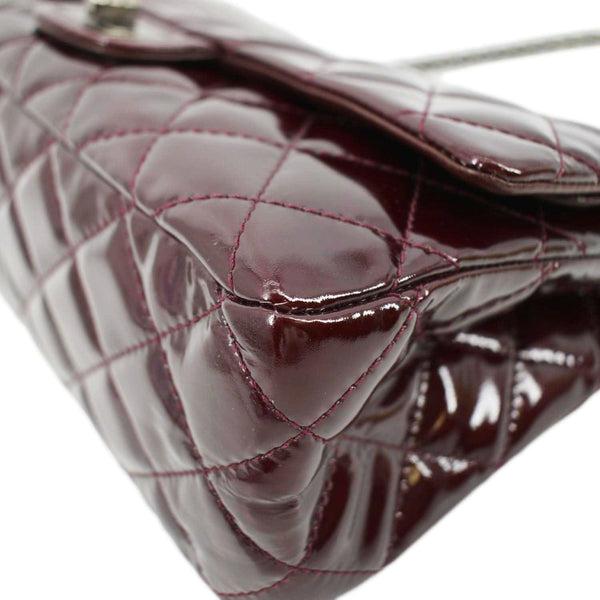 CHANEL 2.55 Reissue Double Flap Patent Leather Shoulder Bag Maroon