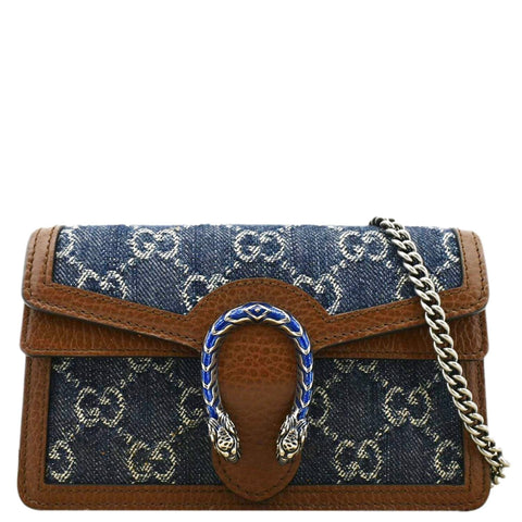 GUCCI Dionysus Super Mini GG Supreme Canvas Crossbody Bag Blue 476432