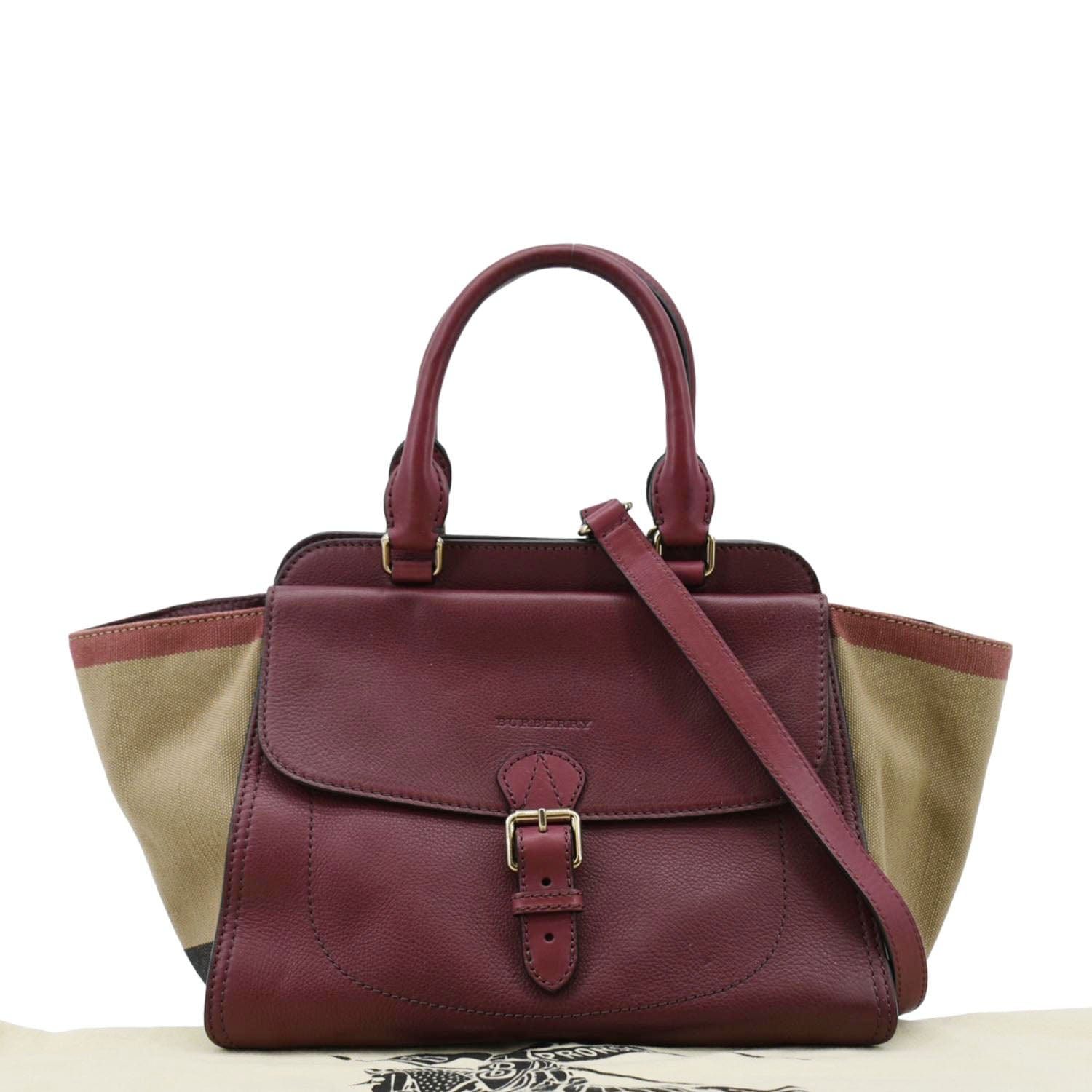 BURBERRY Harcourt Medium Leather Shoulder Bag Burgundy