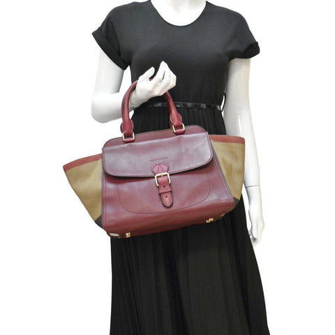 BURBERRY Harcourt Medium Leather Shoulder Bag Burgundy