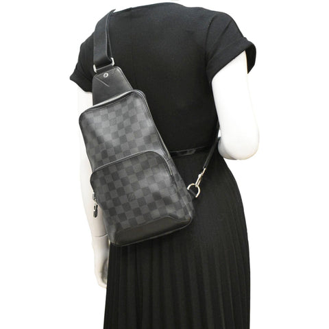 LOUIS VUITTON Avenue Sling Damier Graphite Backpack Bag Black