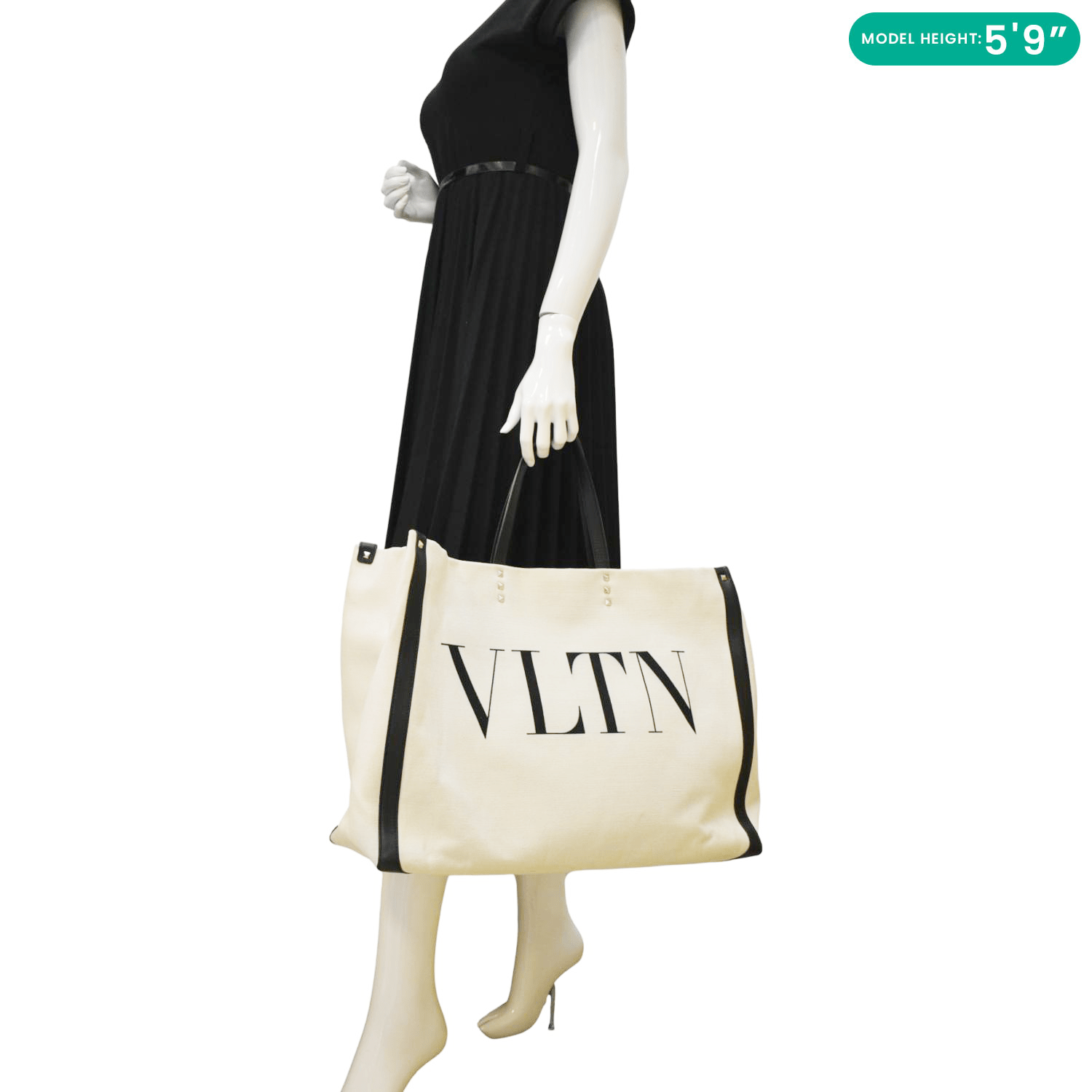 VALENTINO GARAVANI VLTN Canvas Tote Bag White VALENTINO GARAVANI VLTN Canvas Tote Bag White