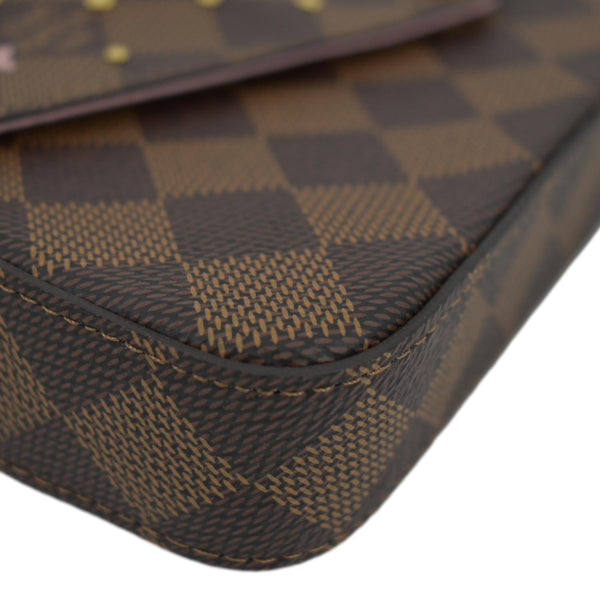 LOUIS VUITTON Studded Felicie Damier Ebene Pochette Crossbody Bag Brown