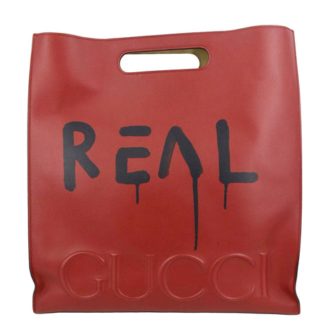 GUCCI Ghost Real Large XL Leather Tote Bag Red 415883