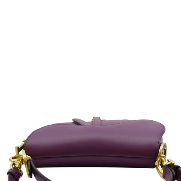 CHRISTIAN DIOR Saddle Leather Satchel Bag Mulberry