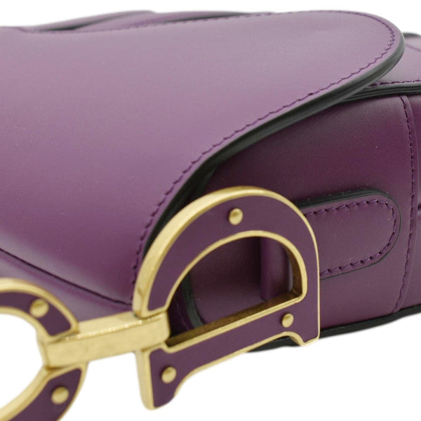 CHRISTIAN DIOR Saddle Leather Satchel Bag Mulberry