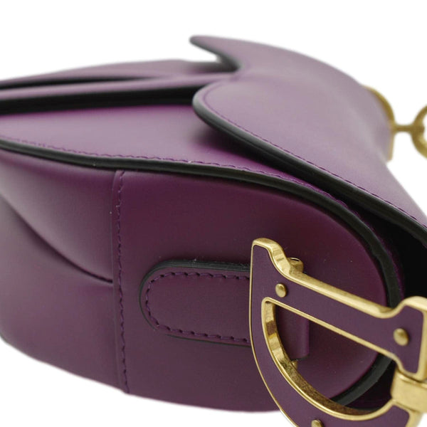 CHRISTIAN DIOR Saddle Leather Satchel Bag Mulberry
