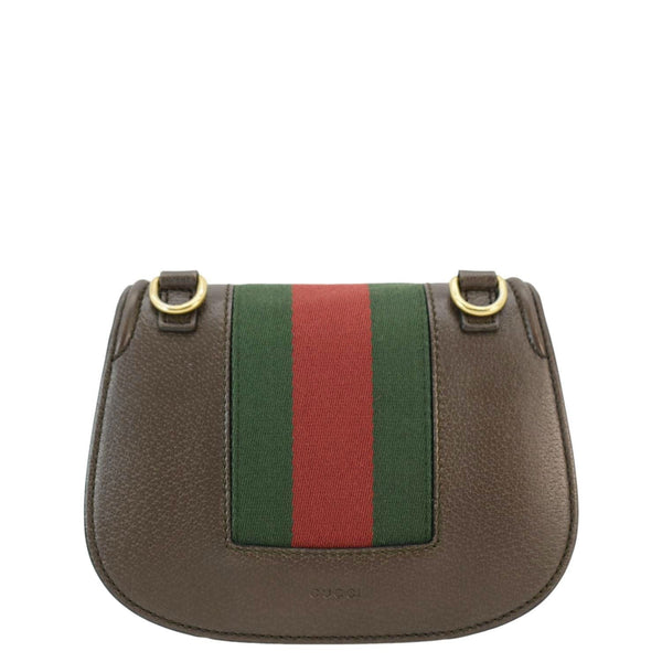 GUCCI Jeweled Heart Leather Totem Crossbody Bag Brown 500756