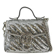 GUCCI GG Marmont Sequin Top Handle Crossbody Bag Silver 583571