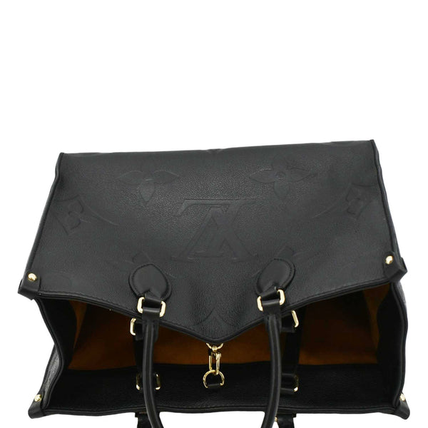 LOUIS VUITTON Onthego MM Giant Monogram Empreinte Leather Tote Bag Black