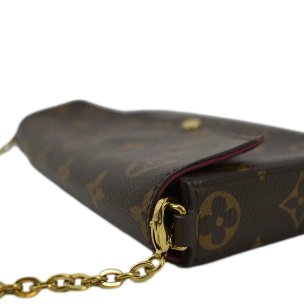 LOUIS VUITTON Felicie Monogram Canvas Pochette Crossbody Bag Brown