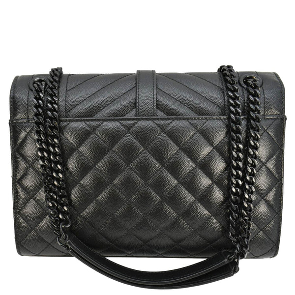 YVES SAINT LAURENT Envelope Medium Mixed Matelasse Leather Shoulder Bag Black