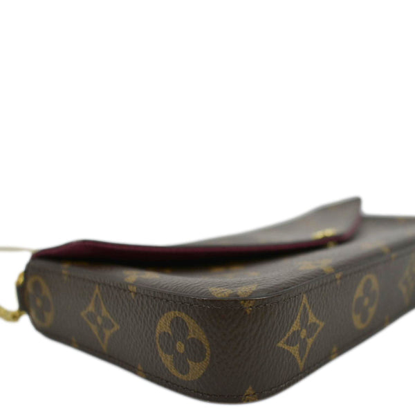 LOUIS VUITTON Felicie Monogram Canvas Pochette Crossbody Bag Brown