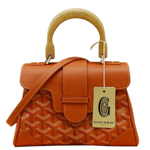GOYARD Saigon Chevron Print Coated Canvas Top Handle Shoulder Bag Orange