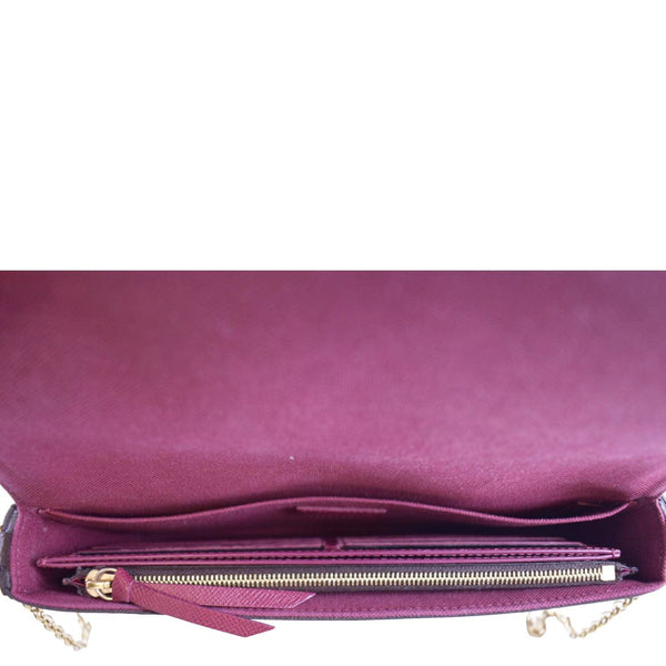 LOUIS VUITTON Felicie Monogram Canvas Pochette Crossbody Bag Brown