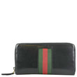 GUCCI Web Stripe Leather Zippy Wallet Black 408831