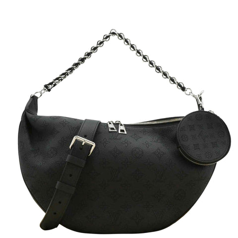 LOUIS VUITTON Baia MM Perforated Mahina Leather Shoulder Bag Black