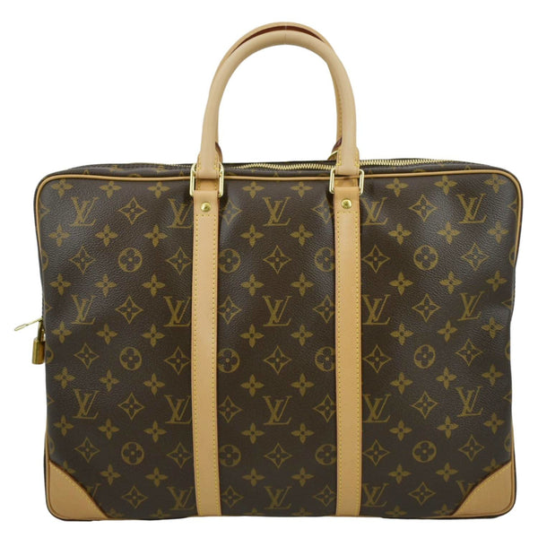 LOUIS VUITTON Porte Documents Voyage Monogram Canvas Briefcase Bag Brown