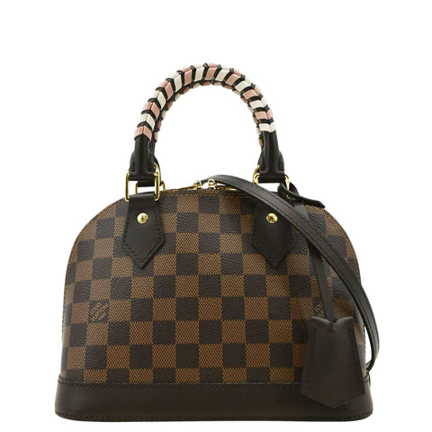 LOUIS VUITTON Braided Alma BB Damier Ebene Satchel Bag Brown