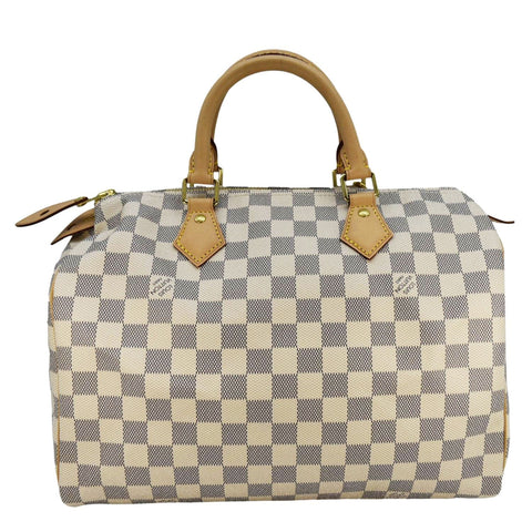 LOUIS VUITTON Speedy 30 Damier Azur Satchel Bag White