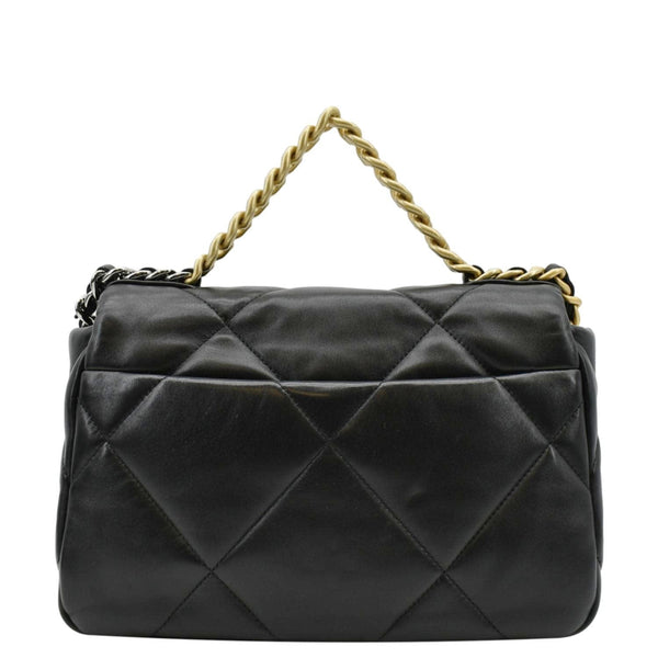 CHANEL 19 Small Flap Quilted Lambskin Leather Shoulder Bag Black