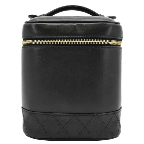 CHANEL Vintage Vanity Case Leather Cosmetic Bag Black