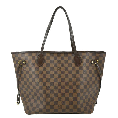 LOUIS VUITTON Neverfull MM Damier Ebene Tote Bag Brown