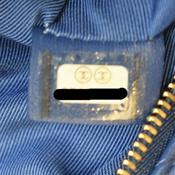 CHANEL O Case Chevron Leather Clutch Bag Blue