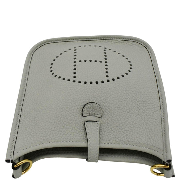 HERMES Evelyne TPM Clemence Crossbody Bag Light Grey upper look