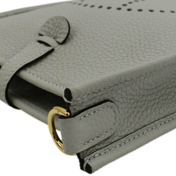 HERMES Evelyne TPM Clemence Leather Crossbody Bag Light Grey
