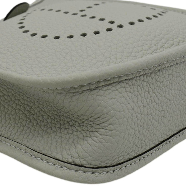 HERMES Evelyne TPM Clemence Leather Crossbody Bag Light Grey