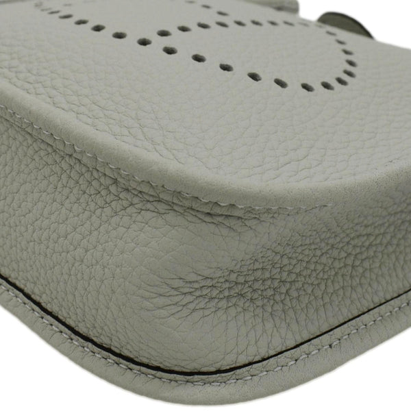 HERMES Evelyne TPM Clemence Leather Crossbody Bag Light Grey