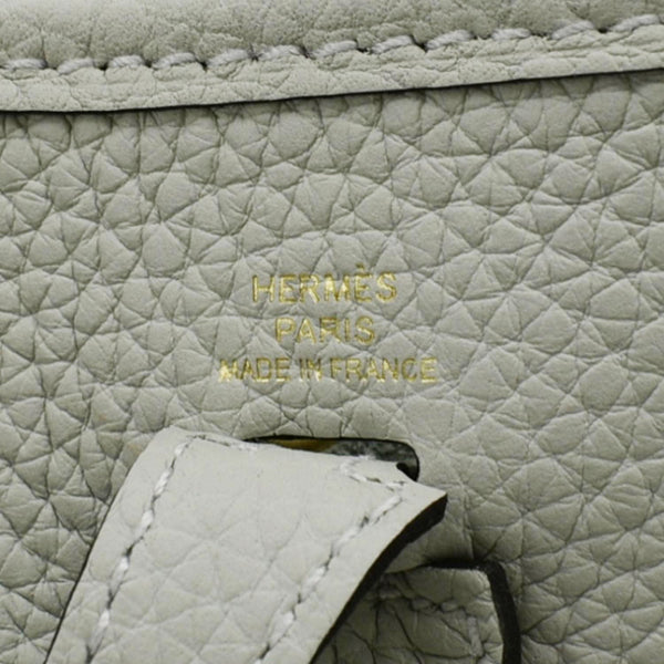 HERMES Evelyne TPM Clemence Leather Crossbody Bag Light Grey
