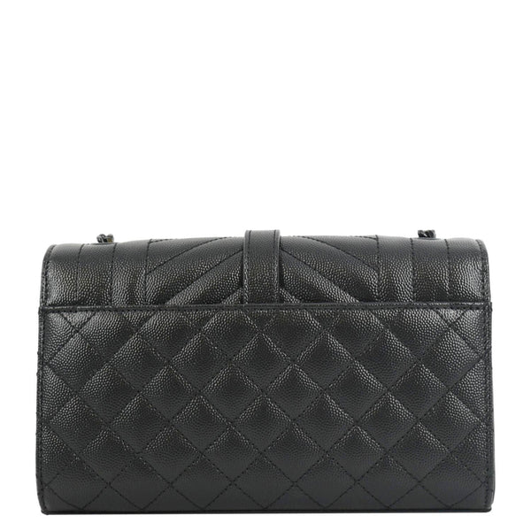 YVES SAINT LAURENT Grain De Poudre Embossed Leather Crossbody Chain Bag Black