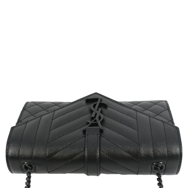 YVES SAINT LAURENT Grain De Poudre Embossed Leather Crossbody Chain Bag Black