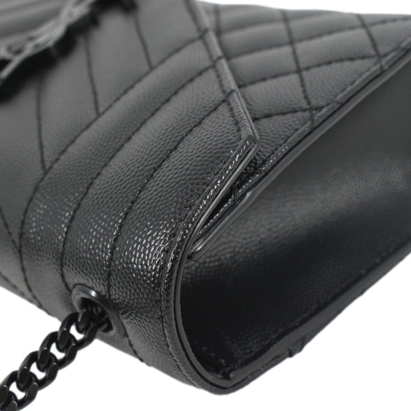 YVES SAINT LAURENT Grain De Poudre Embossed Leather Crossbody Chain Bag Black