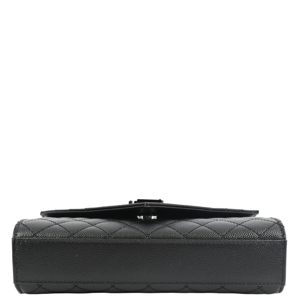 YVES SAINT LAURENT Grain De Poudre Embossed Leather Crossbody Chain Bag Black