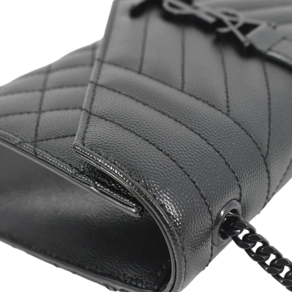 YVES SAINT LAURENT Grain De Poudre Embossed Leather Crossbody Chain Bag Black